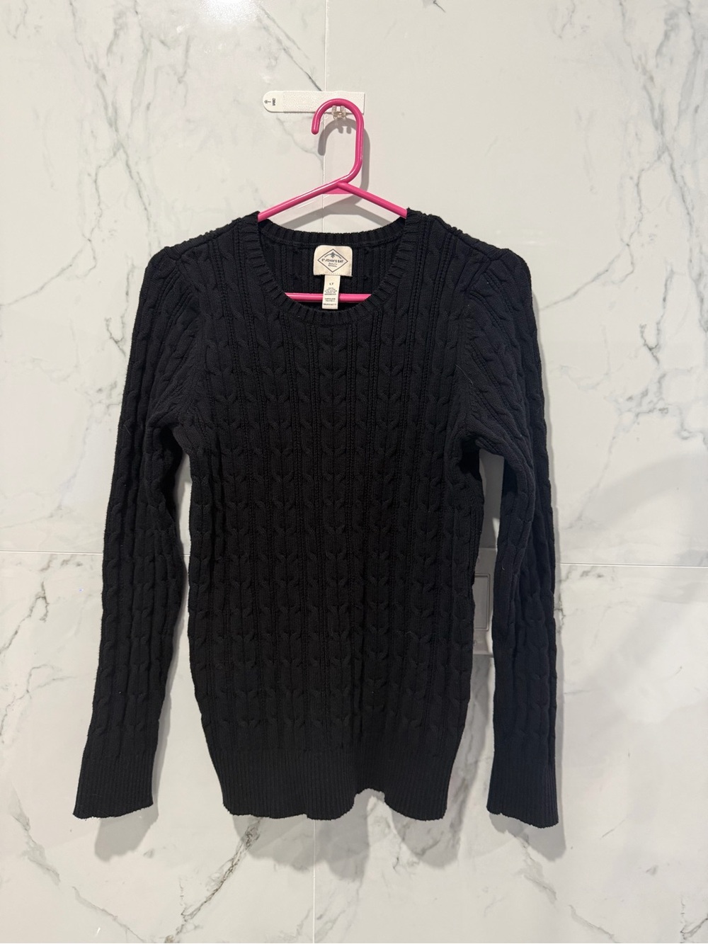 St. John’s Bay Black Cable Knit Crewneck Sweater